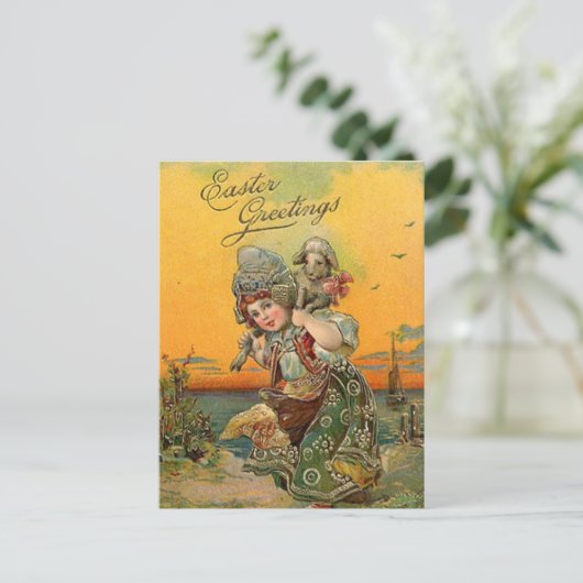 ヴィンテージイースターホリデーアートハガキ シーズンポストカード (スタンド正面)