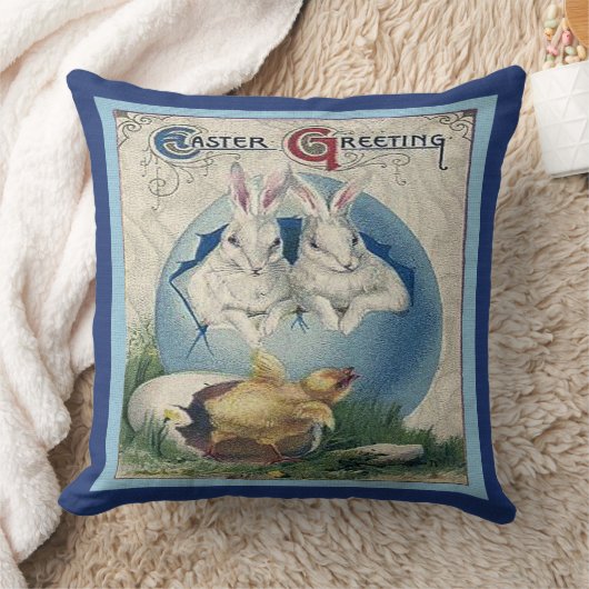 ヴィンテージイースターホワイトウサギとベビーシック， ZSSG クッション (ブランケット)