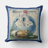 ヴィンテージイースターホワイトウサギとベビーシック， ZSSG クッション (正面)