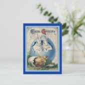 ヴィンテージイースターホワイトウサギとベビーシック。ZSSG シーズンポストカード (スタンド正面)