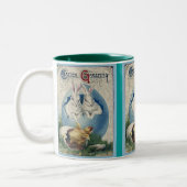 ヴィンテージイースターホワイトウサギとベビーシック。ZSSG ツートーンマグカップ (左)