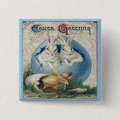 ヴィンテージイースターホワイトウサギとベビーシック。ZSSG 缶バッジ (正面)