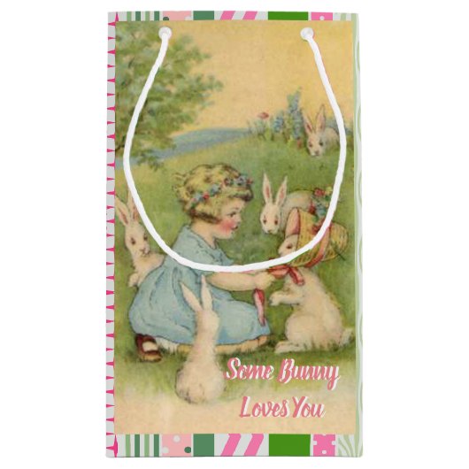ヴィンテージイースターホワイトバニーいくつかのバニーはあなたを愛している スモールペーパーバッグ (裏面)