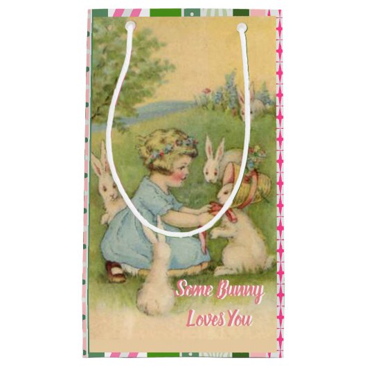 ヴィンテージイースターホワイトバニーいくつかのバニーはあなたを愛している スモールペーパーバッグ (正面)