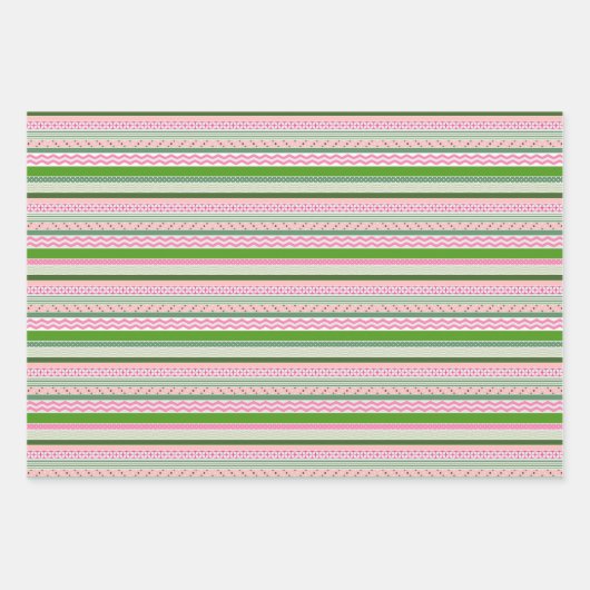 ヴィンテージイースターホワイトブンニースピンクとグリーン ラッピングペーパーシート (正面3)