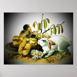 ヴィンテージイースターホワイトラビット&ベビーチックス, ZSSG ポスター