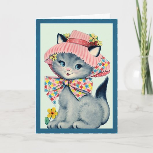 ヴィンテージイースターボンネット子猫 シーズンカード (正面)