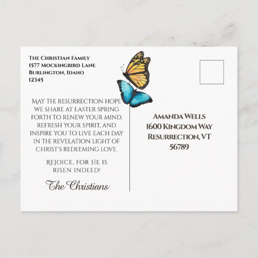 ヴィンテージイースターマーティンルター復活引用文 シーズンポストカード (裏面)