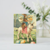 ヴィンテージイースターヤギ、ウサギとチックス シーズンポストカード (スタンド正面)