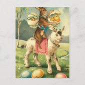 ヴィンテージイースターヤギ、ウサギとチックス シーズンポストカード (正面)