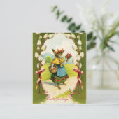 ヴィンテージイースターラビットイースターグリーティング ポストカード (スタンド正面)