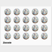 ヴィンテージイースターラビットバニー花の卵。 ラウンドシール (シート)