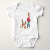 ヴィンテージイースターラビットファミリー装飾卵カート ベビーボディスーツ (正面)