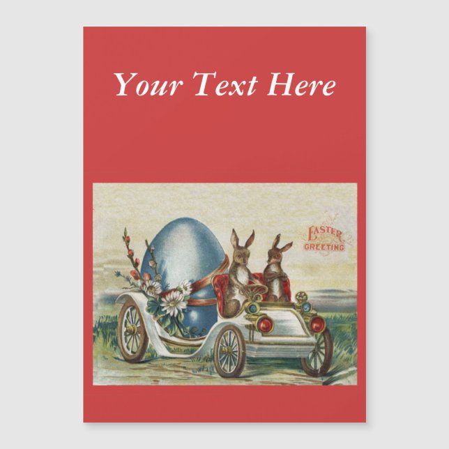 ヴィンテージイースターラビットフラワーカーエッグ (正面)