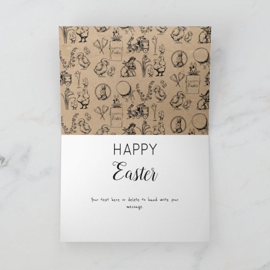 ヴィンテージイースターラビット&シッククラフトブラウンイースター シーズンカード (内部)