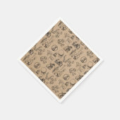 ヴィンテージイースターラビット&シッククラフトブラウン スタンダードカクテルナプキン (角)