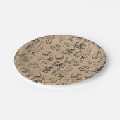 ヴィンテージイースターラビット&シッククラフトブラウン ペーパープレート (アングル)