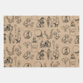 ヴィンテージイースターラビット&シッククラフトブラウン ラッピングペーパーシート (正面3)