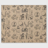 ヴィンテージイースターラビット&シッククラフトブラウン ラッピングペーパー (フラット)