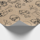 ヴィンテージイースターラビット&シッククラフトブラウン ラッピングペーパー (角)