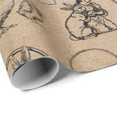 ヴィンテージイースターラビット&シッククラフトブラウン ラッピングペーパー (ロールコーナー)