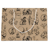 ヴィンテージイースターラビット&シッククラフトブラウン ラージペーパーバッグ (正面)