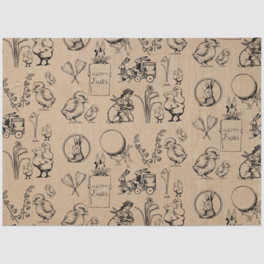 ヴィンテージイースターラビット&シッククラフトブラウン 薄葉紙 (正面)