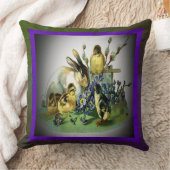 ヴィンテージイースターラビット、ベビーの雛と花， ZSSG クッション (ブランケット)