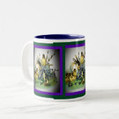 ヴィンテージイースターラビット、ベビーの雛と花, ZSSG ツートーンマグカップ (正面左)