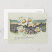 ヴィンテージイースターランドスケープとデイジー シーズンポストカード (正面/裏面)