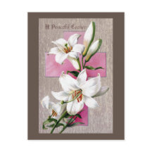 ヴィンテージイースターリリーとピンクの十字架