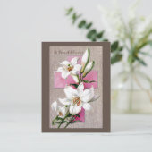 ヴィンテージイースターリリーとピンクの十字架 シーズンポストカード (スタンド正面)