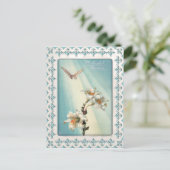 ヴィンテージイースターリリーと鳩 シーズンポストカード (スタンド正面)