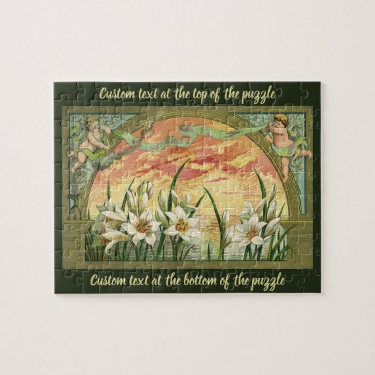 ヴィンテージイースターリリーサンライズ&エンジェルビクトリアンズ ジグソーパズル (横)