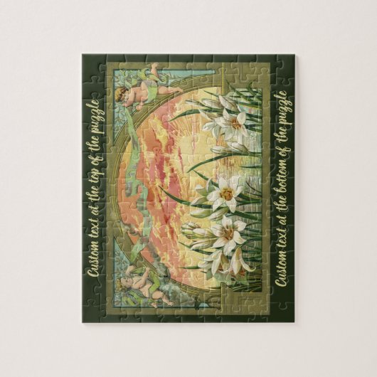 ヴィンテージイースターリリーサンライズ&エンジェルビクトリアンズ ジグソーパズル (縦)