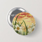 ヴィンテージイースターリリーサンライズ&エンジェルビクトリアンズ 缶バッジ (正面&裏面)