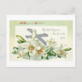 ヴィンテージイースターリリー、クロス&聖なる書物、 経典 シーズンポストカード (正面)