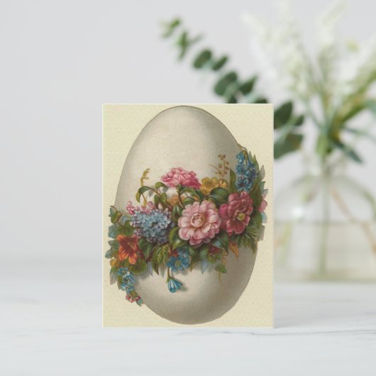 ヴィンテージイースター卵と花イースターカード シーズンポストカード (スタンド正面)