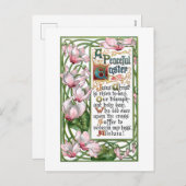 ヴィンテージイースター宗教賛美歌とシクラメン シーズンポストカード (正面/裏面)