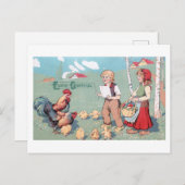 ヴィンテージイースター家禽ファミリー シーズンポストカード (正面/裏面)