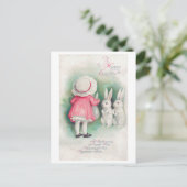 ヴィンテージイースター小さな女の子とバニー ポストカード (スタンド正面)