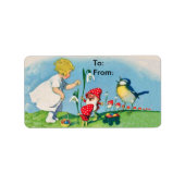 ヴィンテージイースター小妖精や小人卵ギフトラベル ラベル (正面)