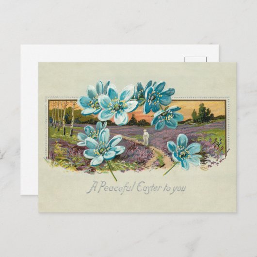 ヴィンテージイースター忘れの風景と鼻 シーズンポストカード (正面/裏面)