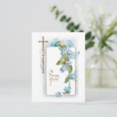 ヴィンテージイースター忘れクロス（青 – メ – ノット） シーズンポストカード (スタンド正面)