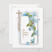 ヴィンテージイースター忘れクロス（青 – メ – ノット） シーズンポストカード (正面/裏面)