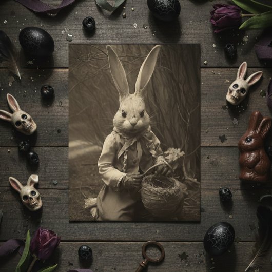 ヴィンテージイースター怖いバニー ポストカード