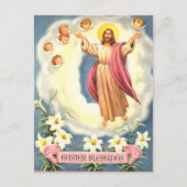 ヴィンテージイースター恵みイエスと天使 シーズンポストカード (正面)