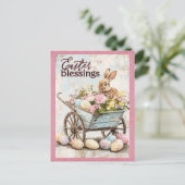 ヴィンテージイースター恵みバニーラビットエッグ ポストカード (スタンド正面)