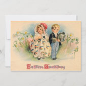 ヴィンテージイースター挨拶かわいい子ども シーズンカード (正面)