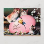 ヴィンテージイースター挨拶キャッツシックとイースター卵 ポストカード (正面)